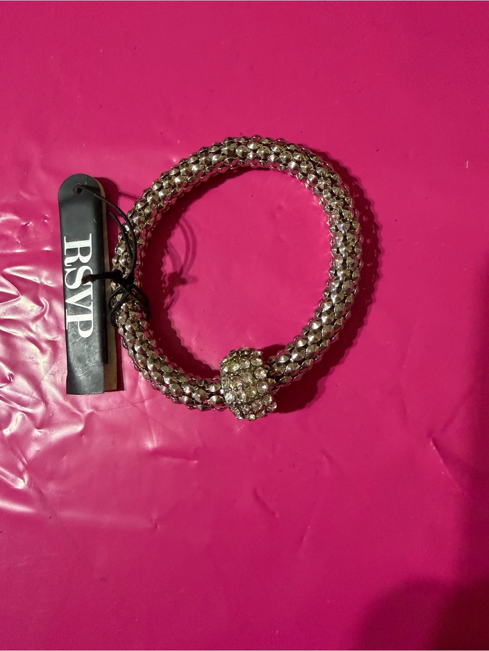RSVP Silver Crystal Beaded Stretch Bracelet with Pavé Accent